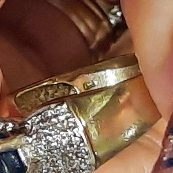 GENUINE SOLID 14K YELLOW GOLD HUGE 3CTTW LONDON BLUE DIAMOND 💎 RING ENGAGEMENT - Picture 3 of 15